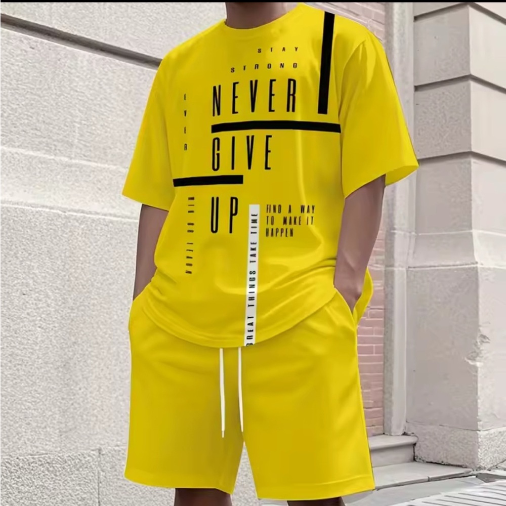 Vibrant Yellow Motivational Men's Athletic Shorts